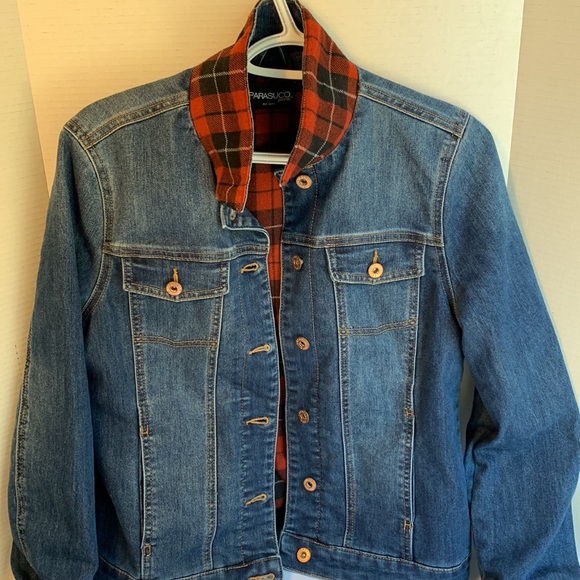 Parasuco Jeans Button Down Medium Wash Flannel Lined Denim Jacket Size S - Picture 3 of 8
